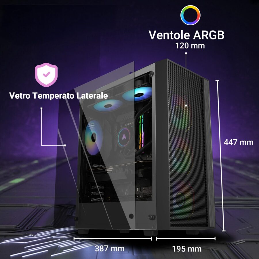 pc fisso gaming amd ryzen 7 5700x ram 32 gb ddr4 ssd m.2 1 tb scheda video nvidia rtx 3050 6 gb wifi interno ac+bt windows 11 pro