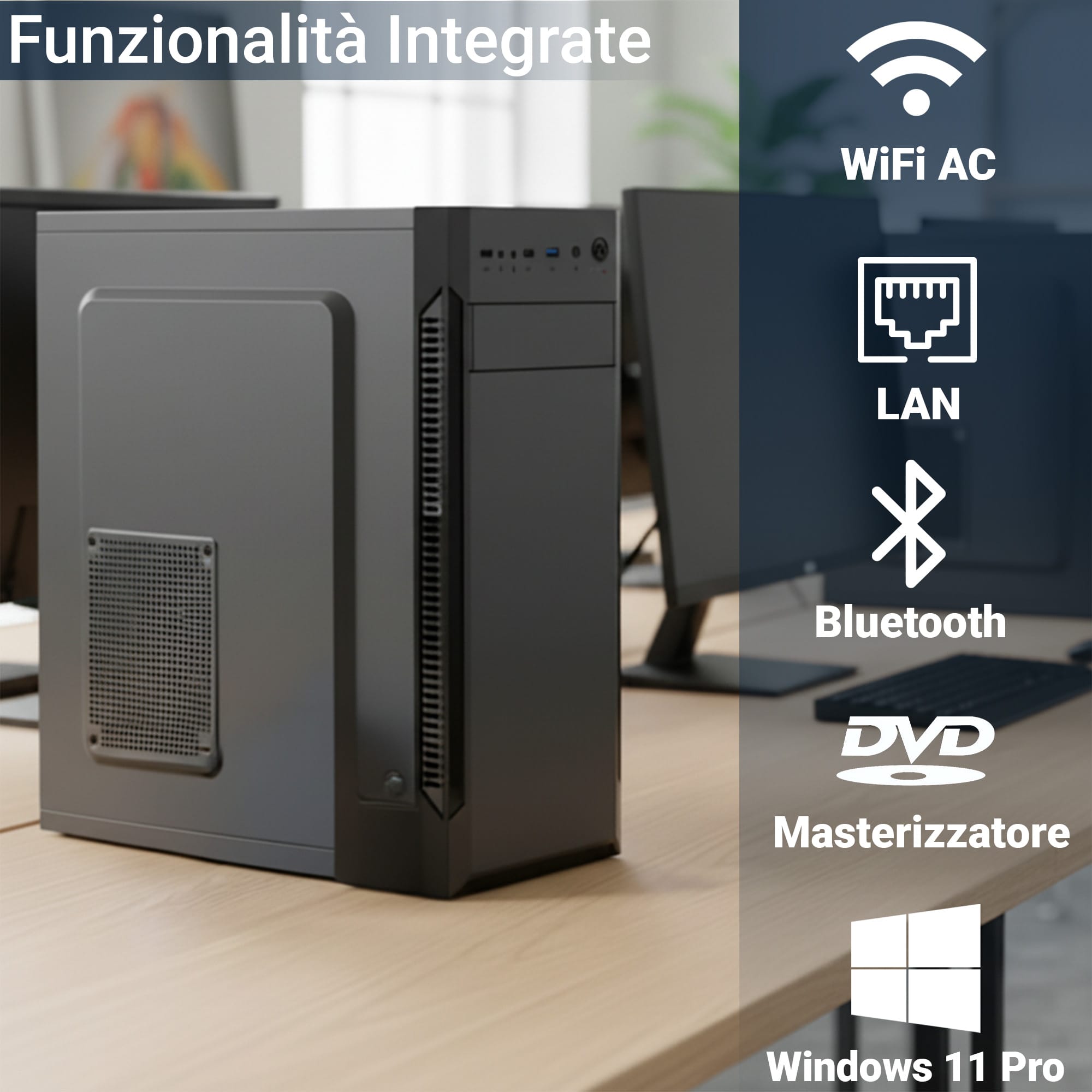 pc fisso completo computer desktop amd ryzen 7 5700g • ram 32gb ddr4 • ssd 1tb nvme m.2 • grafica radeon vega 8 • wi fi ac e bluetooth • masterizzatore dvd • hdmi • usb 3.0 • windows 11 pro